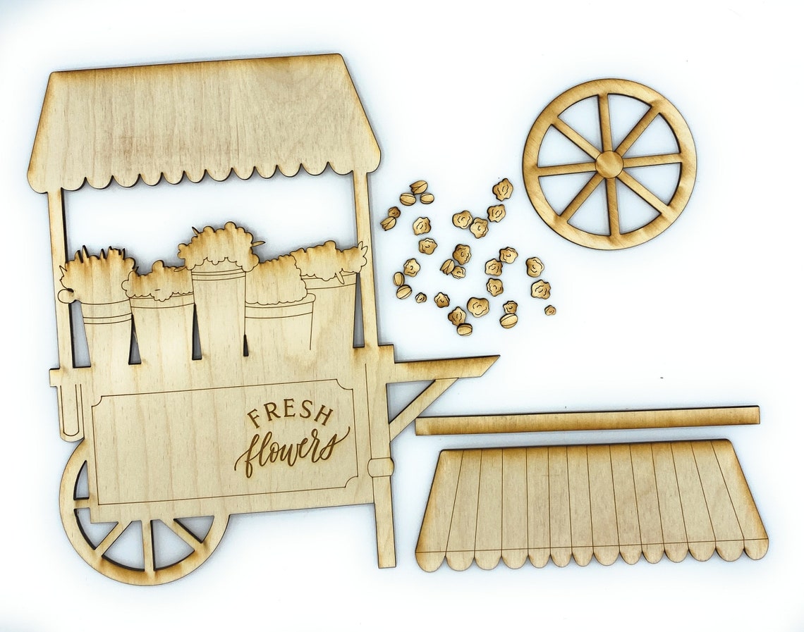 Wooden Flower Cart DIY Flower Cart Spring Decor Spring Etsy