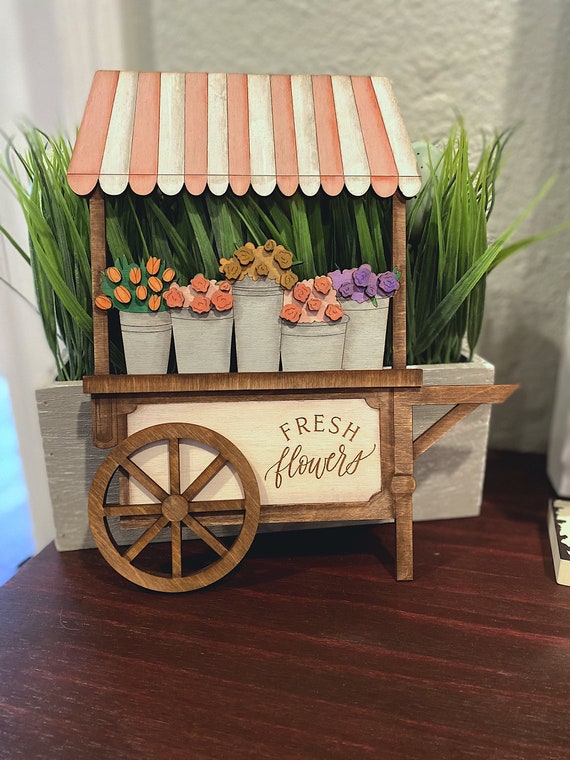 Wooden Flower Cart DIY Flower Cart Spring Decor Spring Etsy Australia