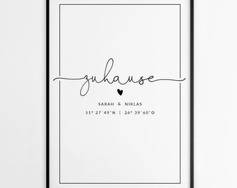 Housewarming gift | Home poster | Living room poster | GPS coordinates picture | Personalized wall decoration | Moving and housewarming gift