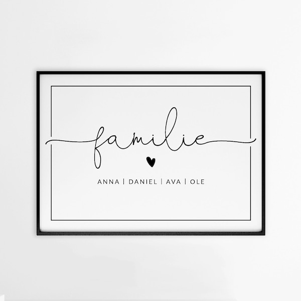 Poster Familie | Geschenk | Familienposter | Wanddeko personalisiert mit Namen