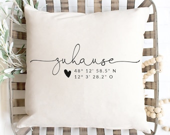 Pillow home with GPS coordinates | Personalized pillowcase | Gift for moving or housewarming | Housewarming gift