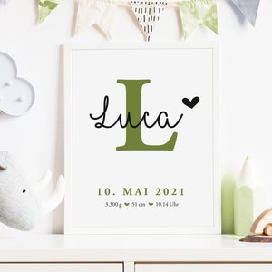 Geburtsposter Junge oder Mädchen | Geschenk zur Geburt Taufe | Namensposter | Baby | Poster | Kinderzimmer Bild | Wanddeko personalisiert