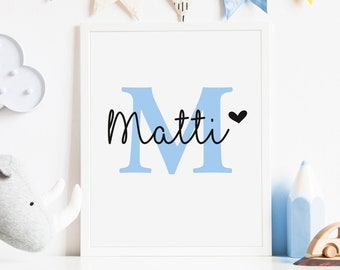 name poster boy | Birth Baptism Gift | Birth Poster | babies | letters posters | Nursery Picture | Personalized wall decoration
