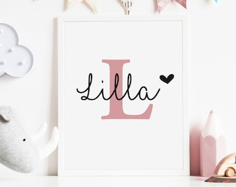 name poster girl | Gift for birth baptism | Birth Poster | babies | letters posters | Nursery Picture | Personalized wall decoration