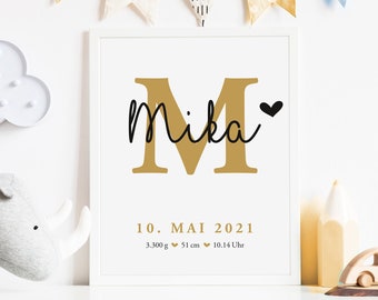 Birth Poster Boy or Girl | Birth Baptism Gift | Name Poster | babies | Posters | Nursery Picture | Personalized wall decoration