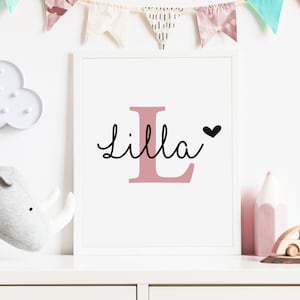Namensposter Mädchen | Geschenk zur Geburt Taufe | Geburtsposter | Baby | Buchstaben Poster | Kinderzimmer Bild | Wanddeko personalisiert