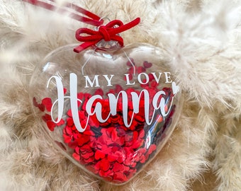 Personalisiertes Herz aus Echtglas | Geschenk für Freundin | Geschenk für Frauen | Geschenk zur Verlobung