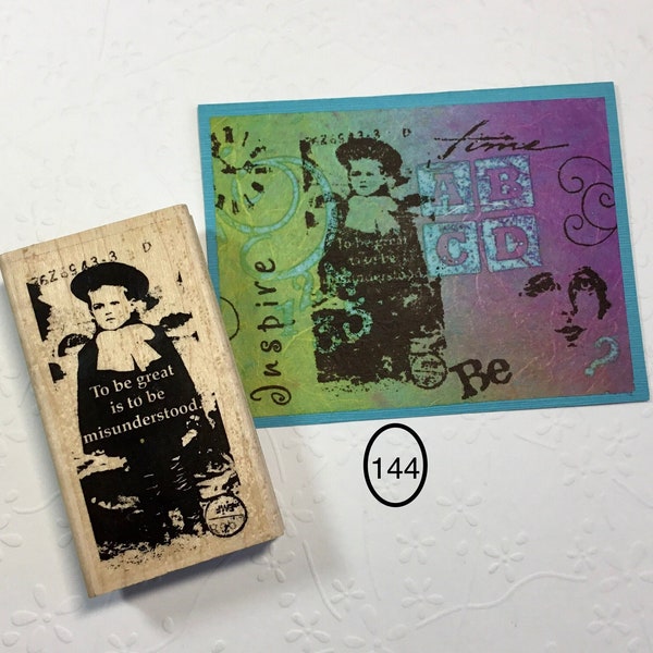 PAPERBAG STUDIOS. "Misunderstood". Rubber Stamp.  4 x 2 1/4 inches. Wood mounted