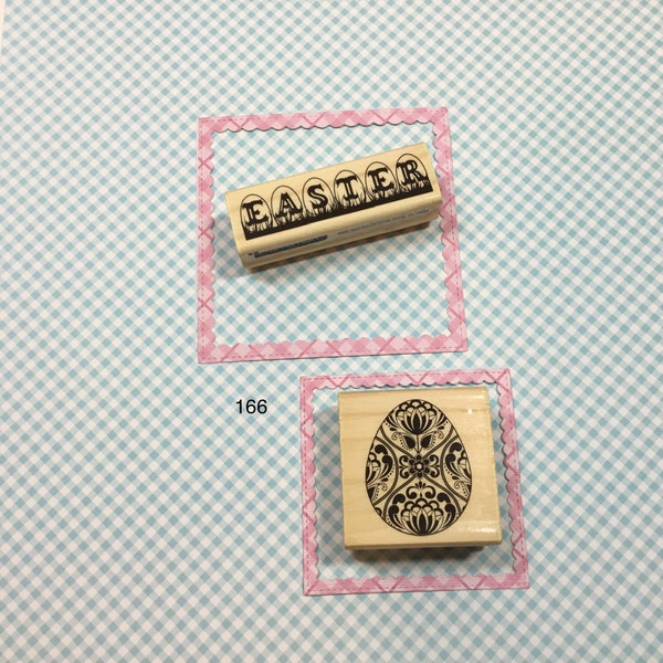 EASTER CRAFT SMART Rubber Stamps. Easter Egg and Sentiments . Wood mounted. Set of 2