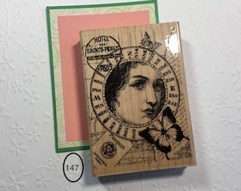 Woman Collage Rubber Stamp, Passport Design - Hampton Art