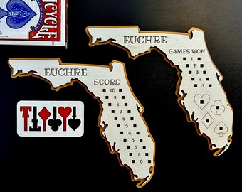 Florida Euchre Scoreboard Set: Card Game Night Decor