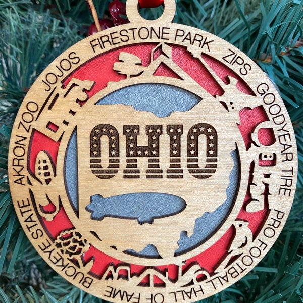 Akron Ohio Christmas Ornament, Firestone Park, Buckeye State Ornament, Going Away Gift, Pro Football Hall Of Fame, Ohio State Fan