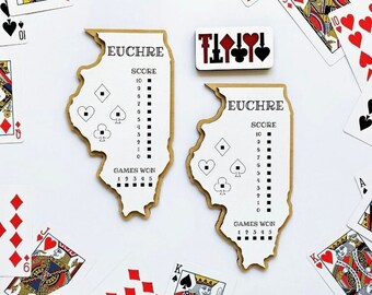 Illinois Euchre Scoreboard Set: Card Game Man Cave Decor