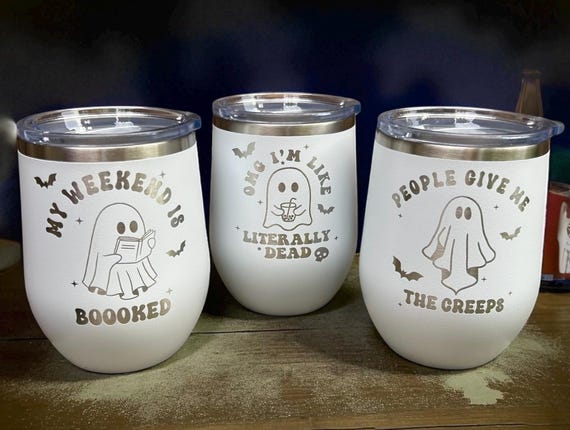 12oz Wine Tumbler, Funny Ghost Mug