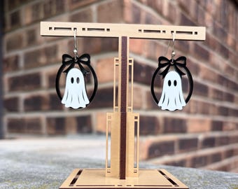 Fancy Ghosts In Bows, Halloween Earrings, Ber Months