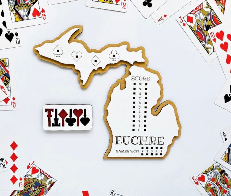 Euchre Scoreboard Michigan Card Game Birthday Gift For Dad Etsy