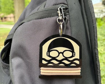 Swimming Bag Tag Hair Tie Holder, Swim Team Gift
