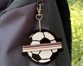 Soccer Bag Tag Hair Tie Holder, Soccer Team Gift