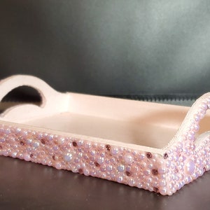 Pearl and rhinestone embellished catch-all tray