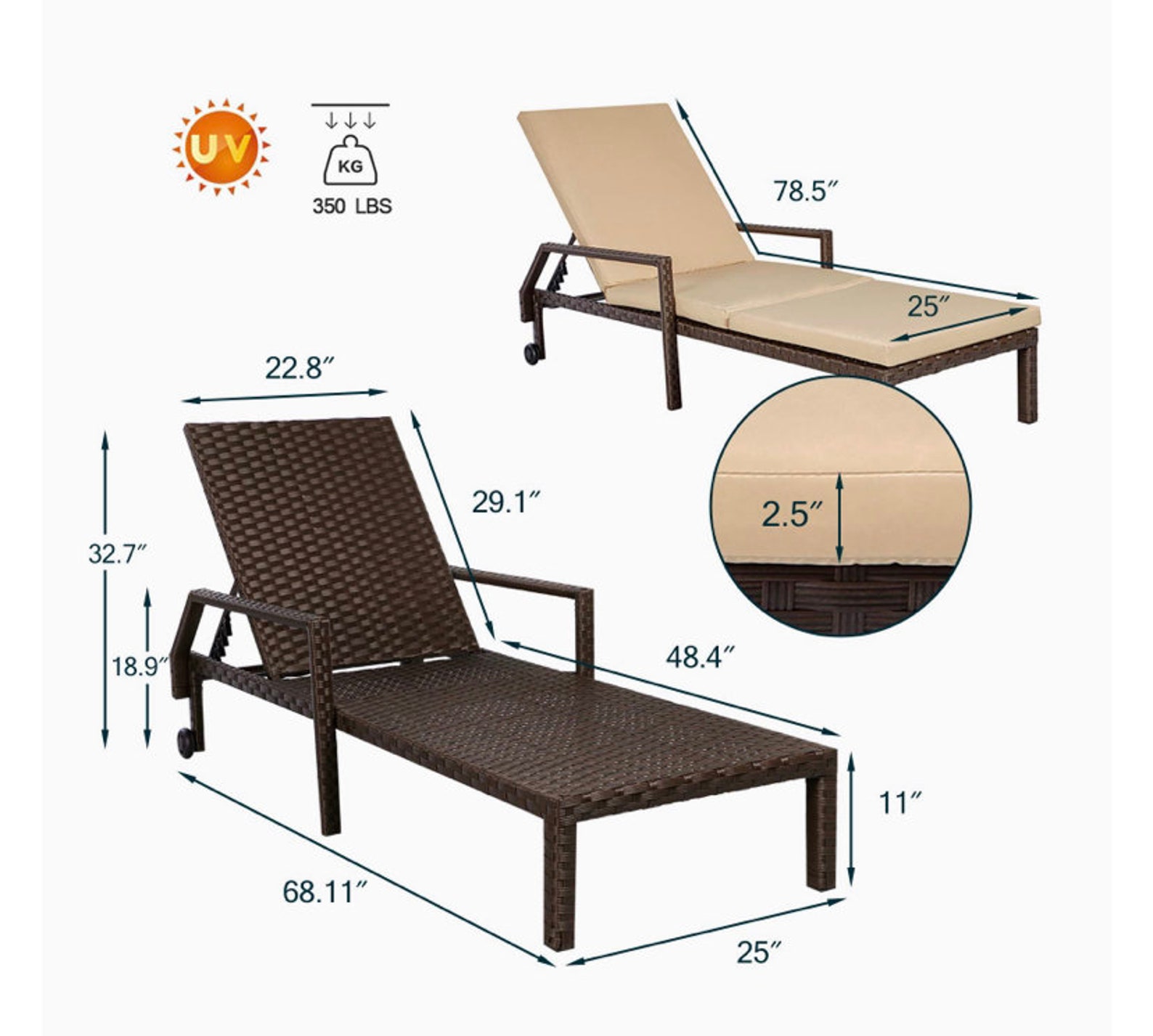 Set of Two Outdoor Lounge Chair for Patio Pool or Spa Etsy