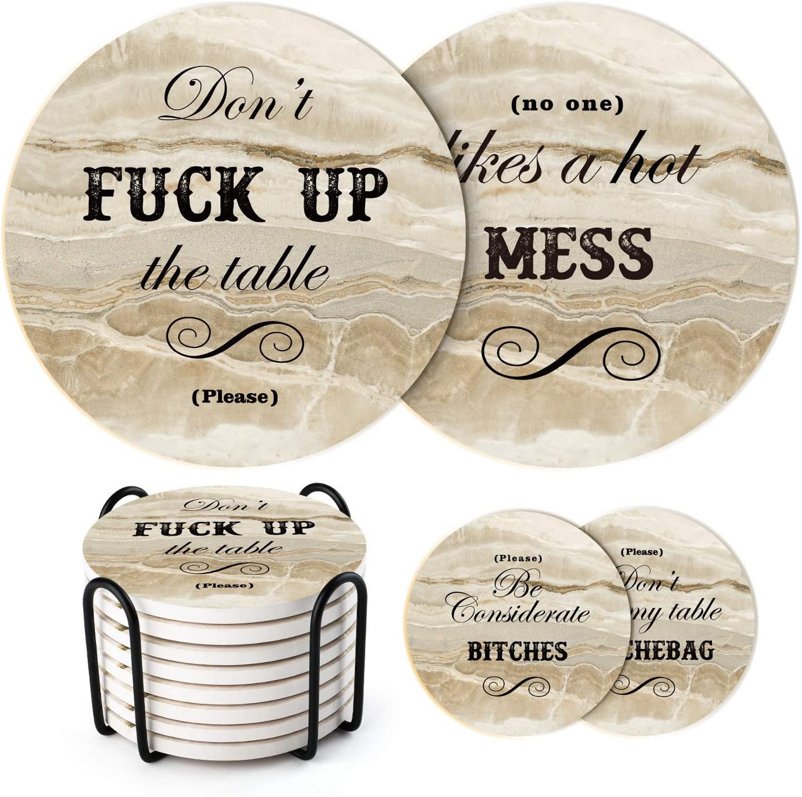 Funny Coasters for Drinks Absorbent with Holder Coaster Set Etsy