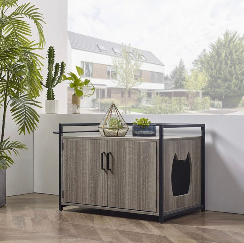 Cat Washroom Storage Bench Litter Box Cover with Sturdy Etsy