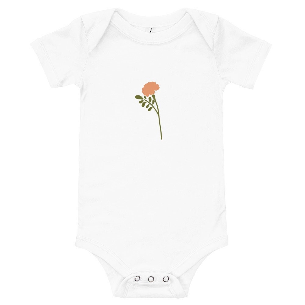 Marigold, October, Birth Month Flower, Baby Short Sleeve One Piece