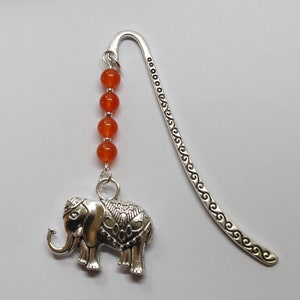Personalized Elephant Bookmark: Silver Charm, Glass Beads, Reading Gift