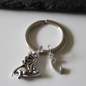 Bat Gothic Personalised Initial Keyring, Personalised Bat Keyring, Stainless Steel Keyring, Personalised Gift