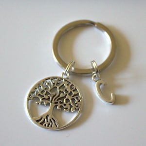 Gepersonaliseerde Tree of Life Sleutelhanger, Initial Tree of Life Sleutelhanger, Tree of Life Sleutelhanger, gepersonaliseerde Tree of Life Sleutelhanger