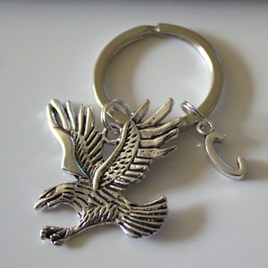 Golden Eagle Keyring, Personalised Eagle Keyring, Eagle Initial Keychain, Personalised Eagle Bird Keyring