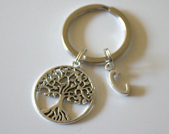 Silver Tree of Life Keyring With Personalised Names Sterling 