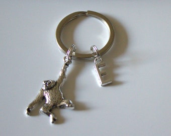 Orangutan Keychain: Personalized Initial Stainless Steel Keyring