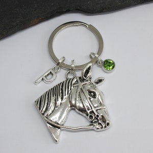 Horse Keyring, Horse Lover Keyring, Animal Keyring, Personalised Horse Keyring, Initial Horse Keyring, Birthstone Horse Lover Gift