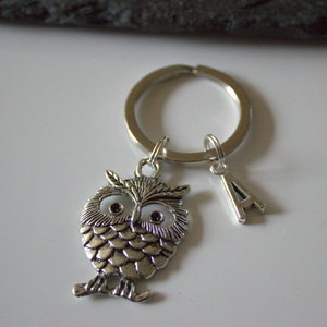 Owl Keyring, Owl Personalised Keyring, Bird Keychain, Owl Initial Keyring, Bird Key Accessory