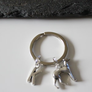 Greyhound Whippet Dog Personalised Initial Keyring, Greyhound Dog Keychain, Personalised Dog Gift