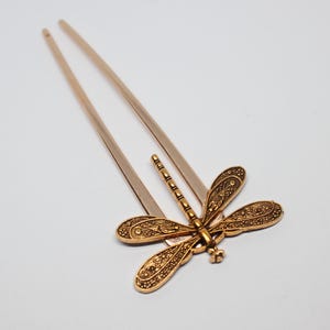 Garfo de cabelo de libélula, grampo de cabelo de libélula em tons de prata ou ouro, acessório de cabelo de libélula, garfo de cabelo de libélula decorativo