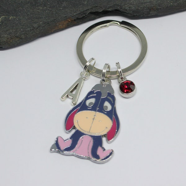 Porte-clés Eeyore, porte-clés initial personnalisé inspiré par Winnie l’ourson, porte-clés Eeyore Donkey, porte-clés Eeyore personnalisé, porte-clés Eeyore