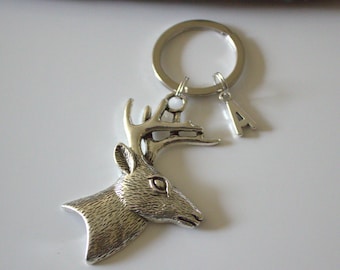 Large Stag Deer Keyring, Personalised Stag Keyring, Stag Initial Keychain, Large Animal Keyring Personalised, Gift