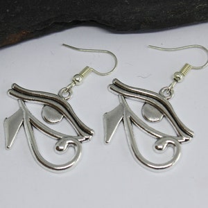 Silver Eye of Horus Earrings: Sterling Silver Ear Hooks