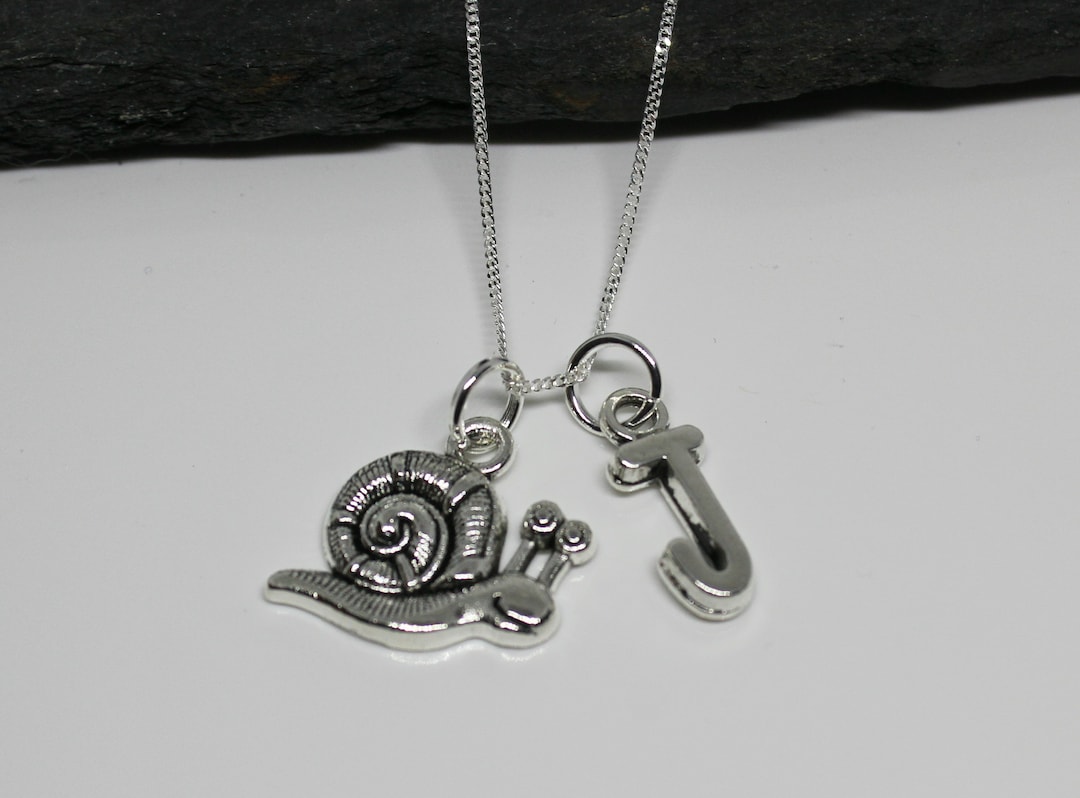 Silver Snail Charm Necklace Sterling Silver Necklace Etsy