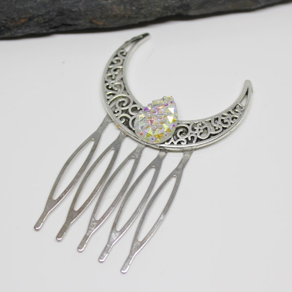 Celtic Moon Hair Comb, Moon Sparkle Hair Comb, Decorative Celtic Moon Hair Accessory, Prom Hair Comb, Moon Decorative Comb