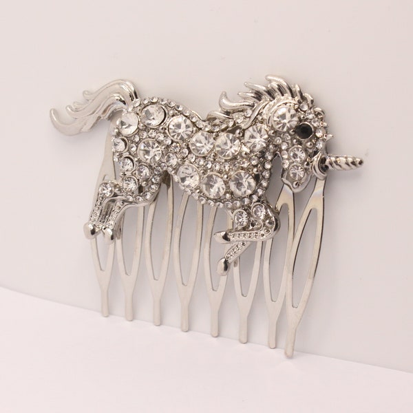 Sparkly Unicorn Hair Comb, Unicorn Hair Accessory,  Crystal Unicorn Hair Accessory, Wedding Comb, Prom Comb, Decorative Hair Comb