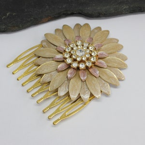 Vintage Crystal Flower Hair Comb: Gold Wedding Hair Accessory