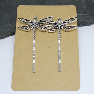 Dragonfly Hair Grips, Silver Dragonfly Bobby Pins, Set of Two Dragonfly Hair Grips, Dragonfly Bobby Pins Set of 2