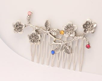 Woodland Flower Hair Comb: Silver Wedding Hair Accessory