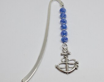 Anchor Bookmark: Purple Faceted Glass Beads, Personalized Initial