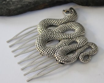 Silver Serpent Hair Comb: Decorative Snake Hair Accessory