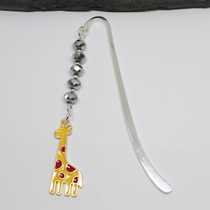 Personalized Giraffe Bookmark: Silver Beads, Animal Lover Gift