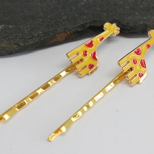Giraffe Bobby Pins: Gold Tone Hair Grips, Set of 2